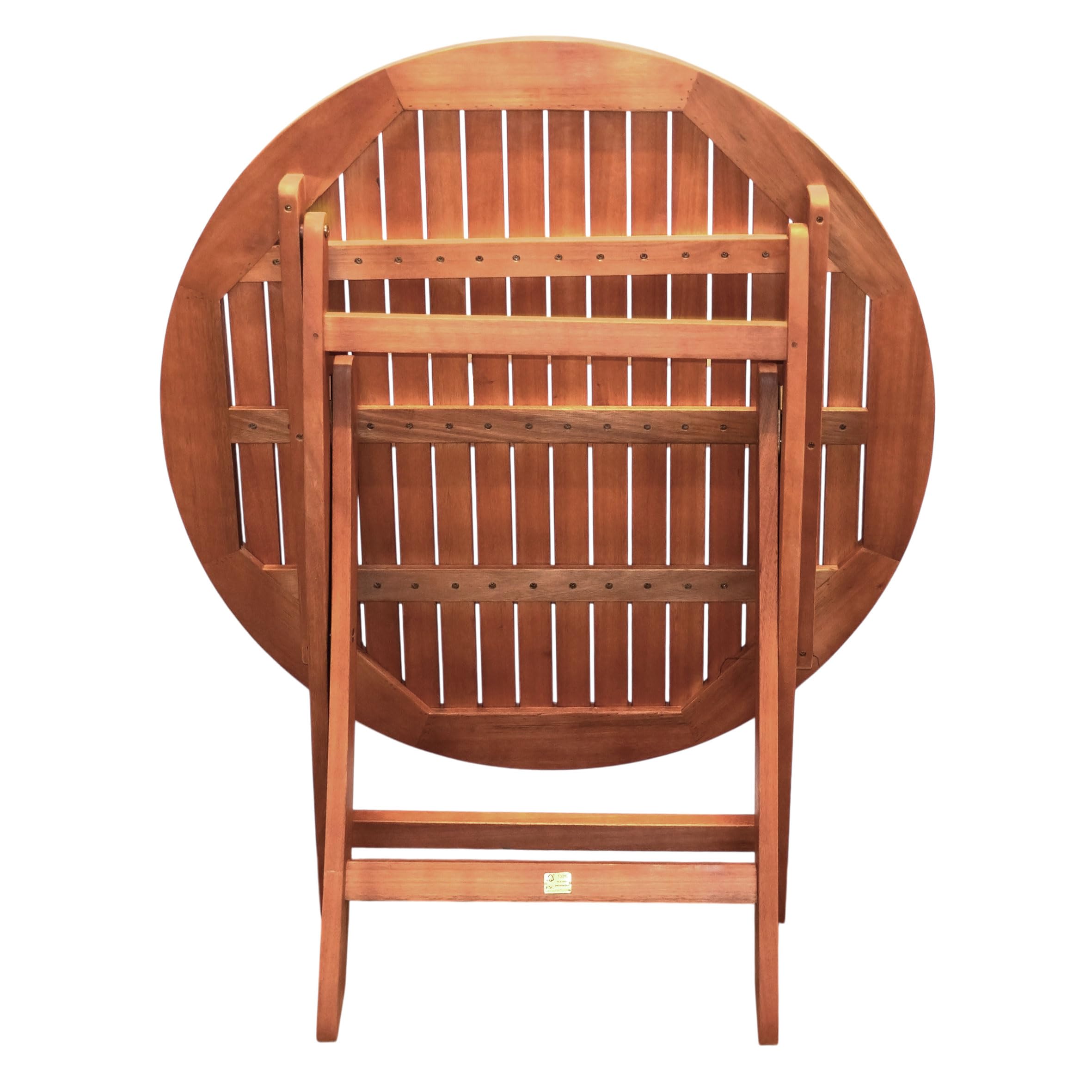 Spetebo XXL Eukalyptus Gartentisch Rund - 90 x 73 cm | Klapptisch, FSC Massiv Holz Geölt, Balkontisch Bistrotisch Beistelltisch Campingtisch Garten Esstisch