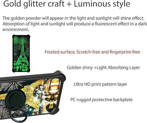 Miniatura 3 de jioeuinly Kalley Silver C Case Compatible with Kalley Silver C Phone Case Cover with Tempered Glass Screen ProtectorRing SupportGold