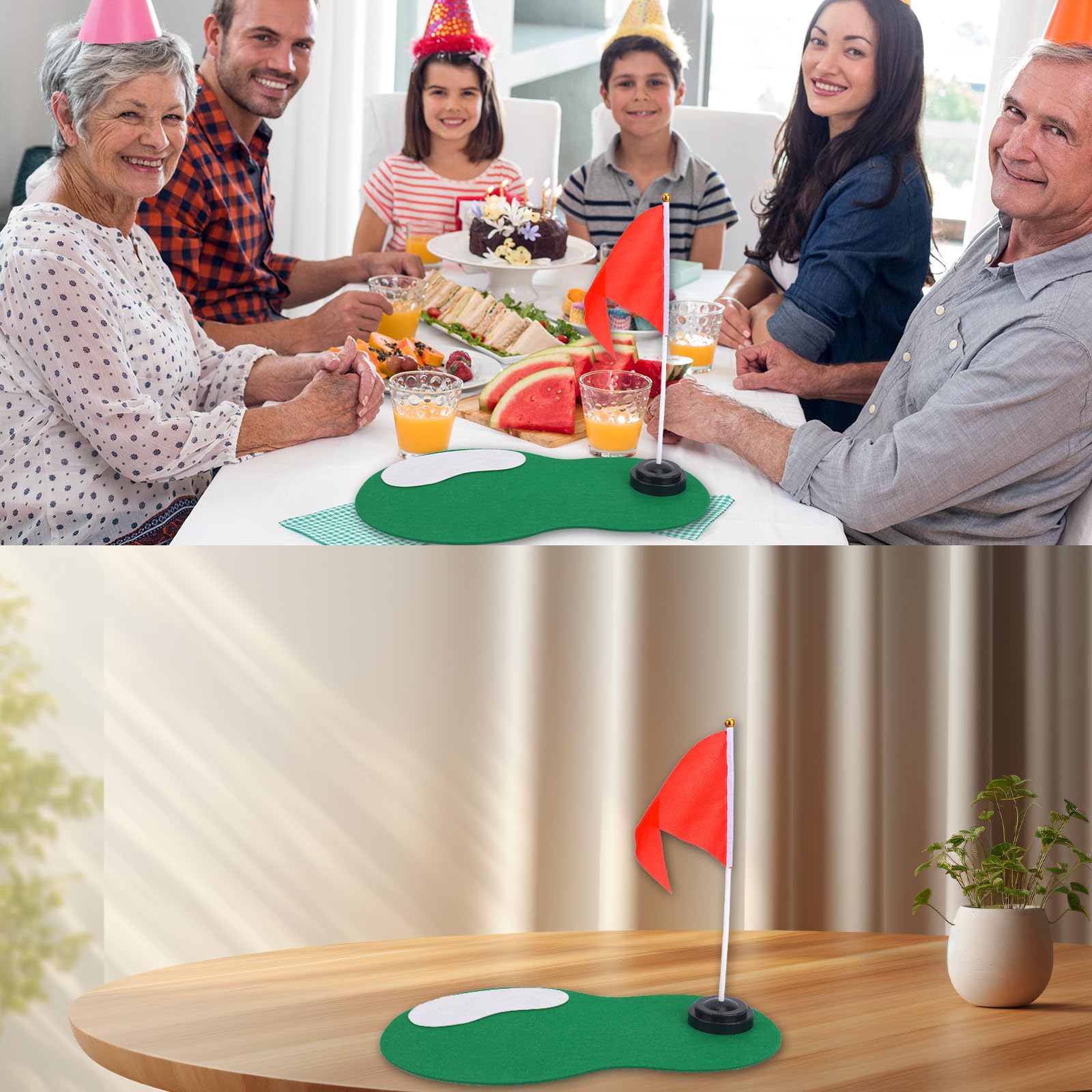 Juego de 4 Centros de Mesa Golf Decoraciones para Fiestas con Areneros y Banderas Rojas