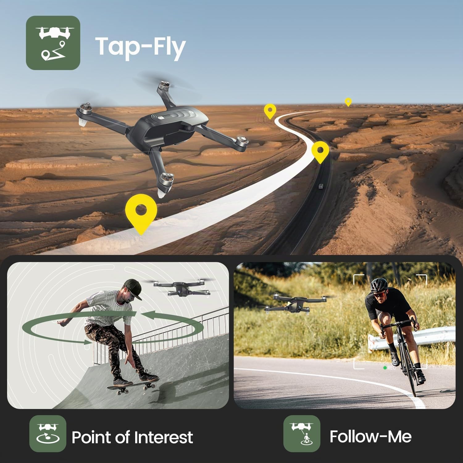 Holy Stone HS175D Drone con Cámara 4K para Adultos, Motor sin Escobillas, WIFI 5G y 2.4G, RC Quadcopter Plegable con GPS Auto Return, 46 Minutos de Vuelo, Fly Círculo, Altitude Hold, Modo sin Cabeza