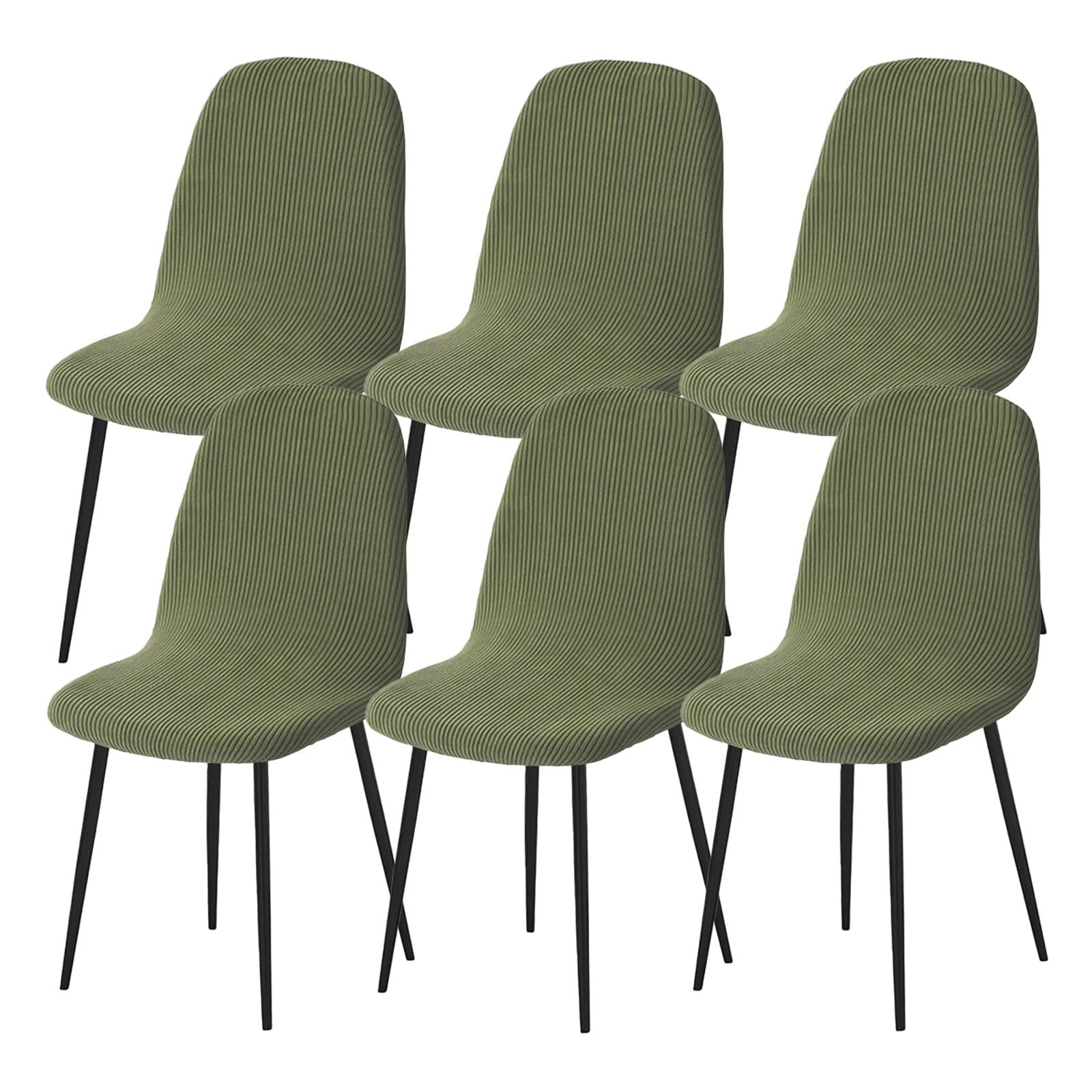Coprisedie per Sala da Pranzo Set da 1/2/4/6,Elasticizzati e Spessi Coprisedia con Schienale a Conchiglia,per Cucina Camera da Letto Soggiorno Ristorante,Facile Installazione(Olive Green,6 Set)