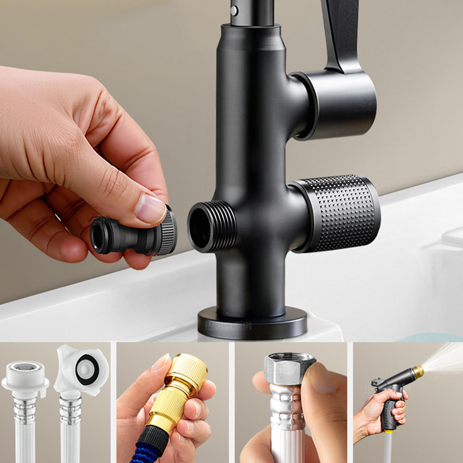 Rubinetto Solo per Acqua Fredda Rubinetto Esterno Antigelo Rotazione a 360° con Deviatore da 1/2 Rubinetti Giardino Doppia Uscita Doppia Maniglia,Cromo