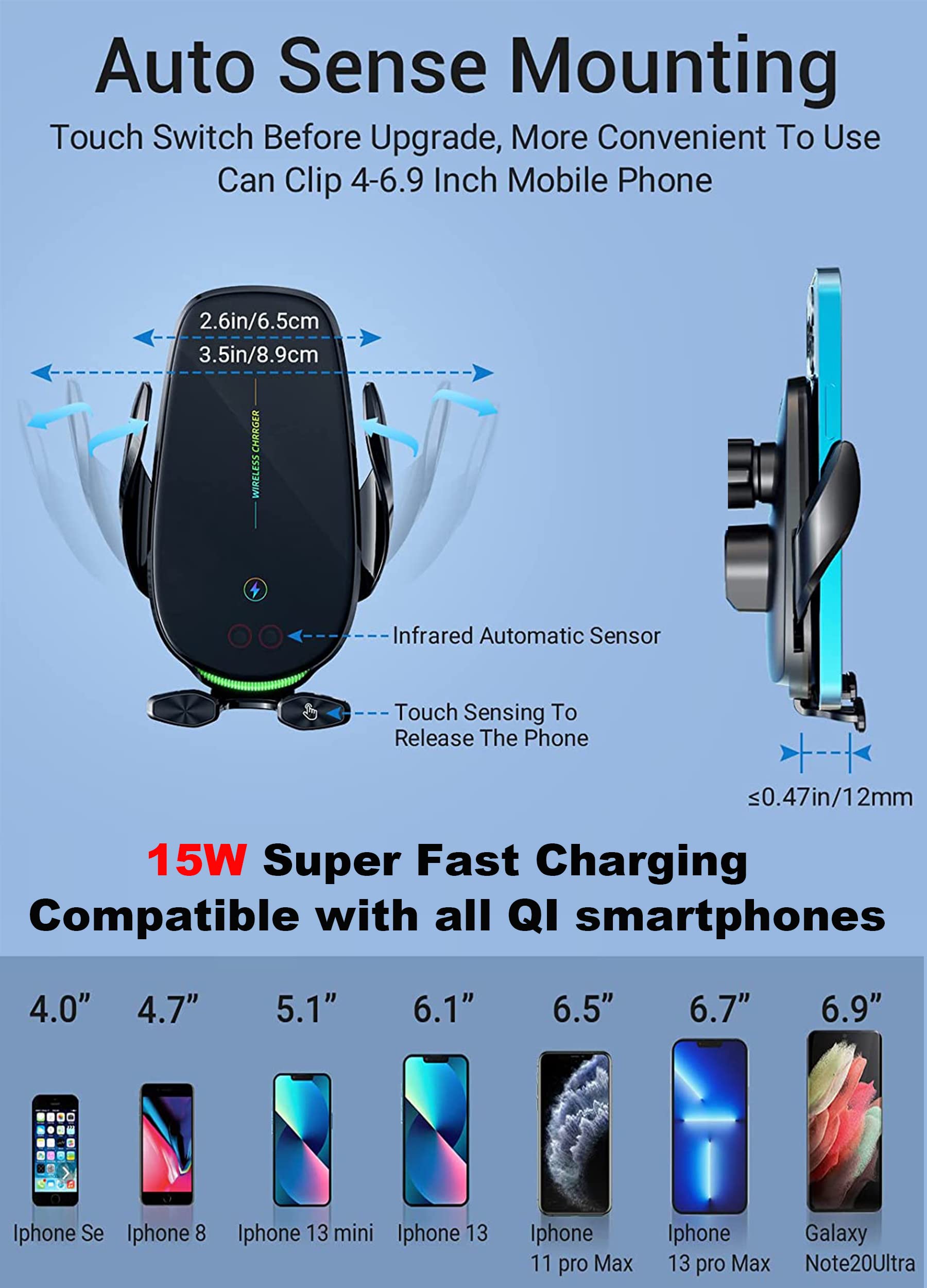 Smart Car Wireless Charger Phone Holder Cargador De Coche