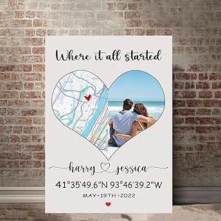 Personalized Couple Map Poster, Customized Couple Map - Wedding, Engagement, Valentines Day Gifts for Her & Him