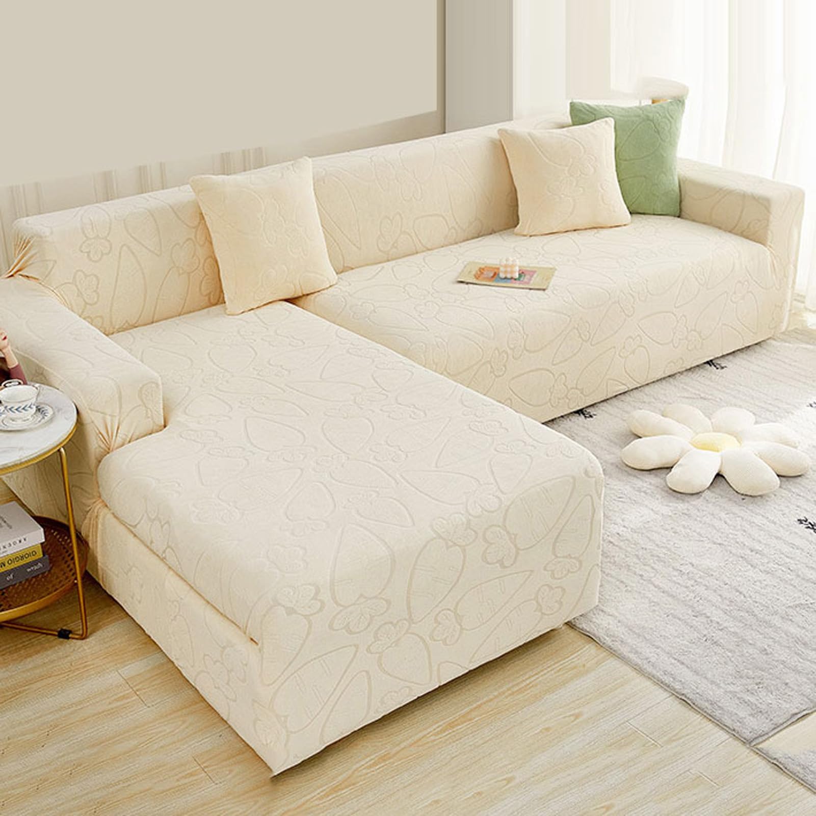 Housse de canapé velours doux universelle 1 à 5 places pour meuble en L
