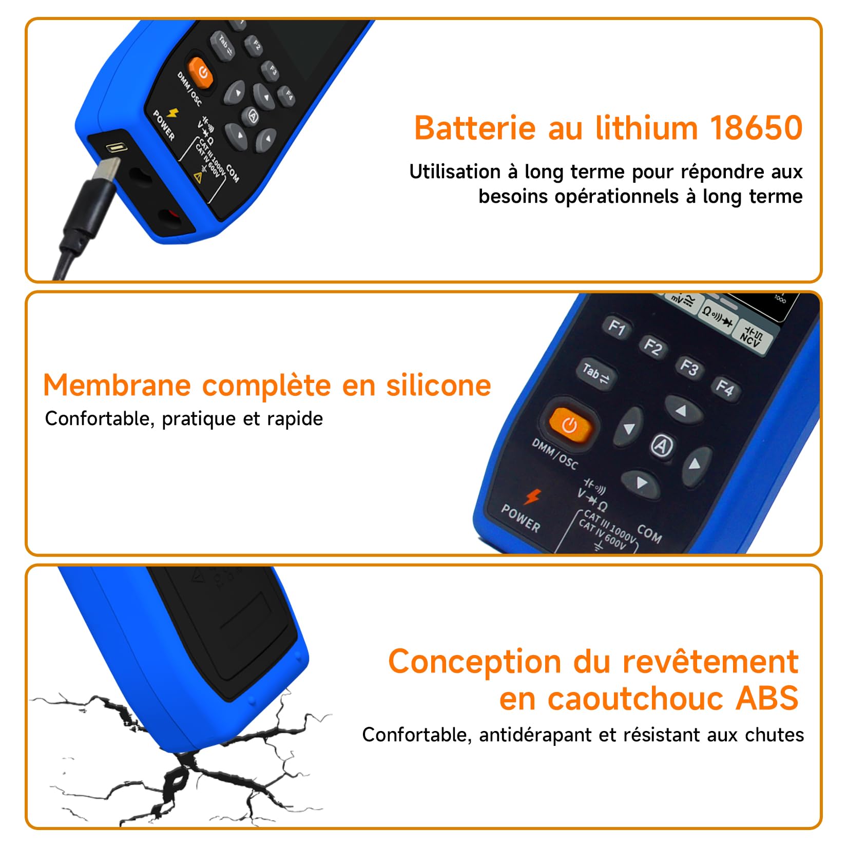 Pince ampèremétrique numérique OWON avec écran LCD IPS de 2,8 pouces, fonction oscilloscope AC/DC 3 en 1, ampèremètre à plage automatique True RMS 20 000 points, ampèremètre et oscilloscope Bluetooth