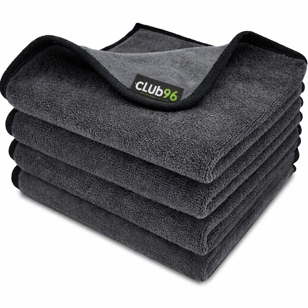 Microfiber Cleaning Cloth 350 GSM (Pack of 4) 40x40 cm Thick Lint-Free Multipurpose Microfiber Towels for Car Bike Cleaning Polishing Kitchen Glass Home Detailing | Silk Banded Edge (Grey)-image-40