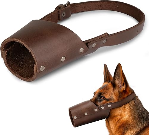 Miniatura 5 de Hide & Drink, Protector de bozal de cuero para perro, seguro, evita mordeduras, pastor alemán Pitbull y cualquier raza, pequeño, mediano y grande,