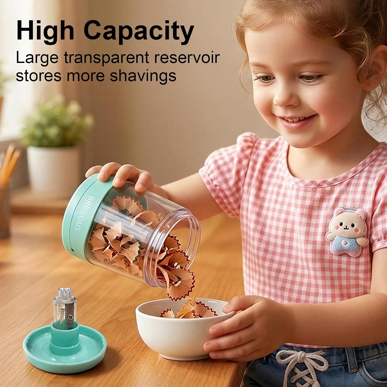 Automatic Pencil Sharpener for Kids/School, USB Battery Electric Sharpener | Automatic sharpener for kids, USB & battery power,Palm-sized for kid, Portable design for classroom / office, Blue-Green thumbnail