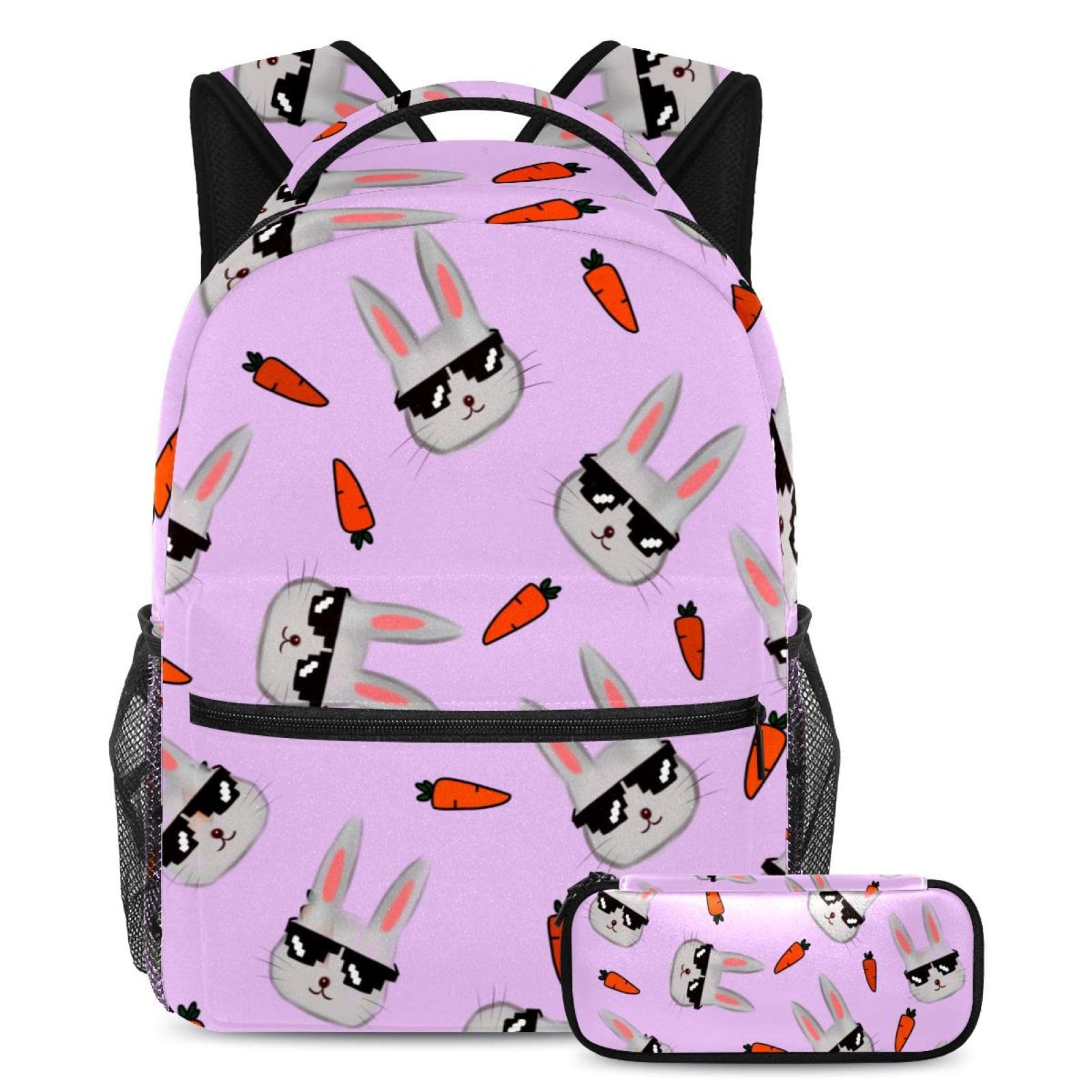 Sac à dos lapin cool multicolore avec trousse de rangement, cartable adolescents et enfants - 7