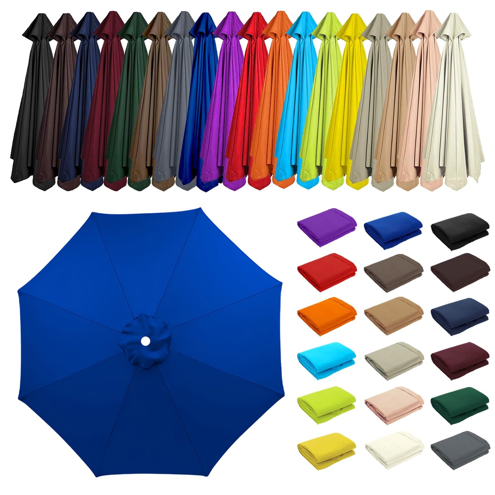 2/2.30/2.5/2.7/3.0/3.5m Umbrella Replacement Top Cover, 8 Arms Outdoor Replacement Top Cover, Patio Umbrella Replacement, Canopy Only, for Backyard, Patio, Pool, Beach(Sapphire Blue,8 ribs: 2.5m/8.2ft
