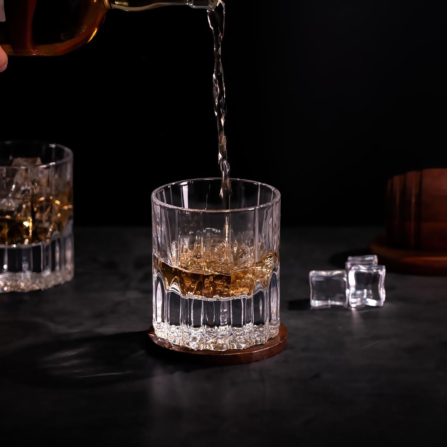 Heavy Crystal Whiskey Glasses Gift Set of 4, Thick Freezable Bourbon Glass 6oz Old Fashioned Whiskey Glasses for Scotch Cocktails Rum Cognac Vodka Liquor - Men Gift - Image 8