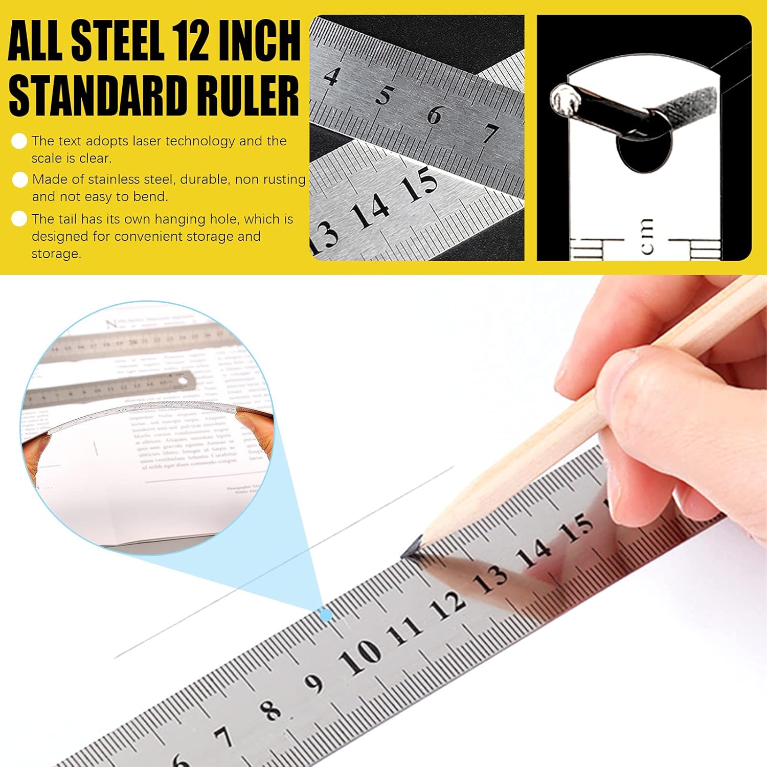 Mardatt 9pcs 30cm Laser-Etched Aluminum Architect Triangular Scale Architectural Drafting Tool Set Including 5pcs Pencil, Eraser and Standard Metal Standard Ruler for Architects, Draftsman, Students : Office Products