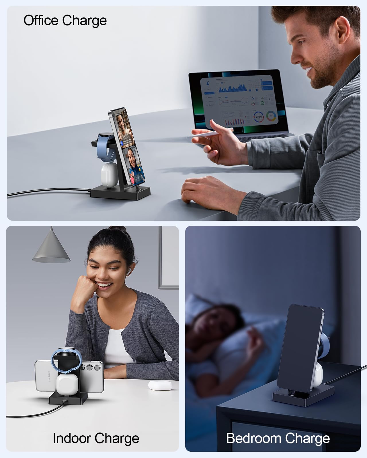 Ladestation für mehrere geräte - NANAMI 30W USB C Schnellladestation kompatibel mit Samsung Watch und Handy,3 in 1 Ladegerät für Galaxy S/Z Flip/Z Fold/A Serie,Galaxy Watch Ultra/8/7/6/5/4,Galaxy Buds