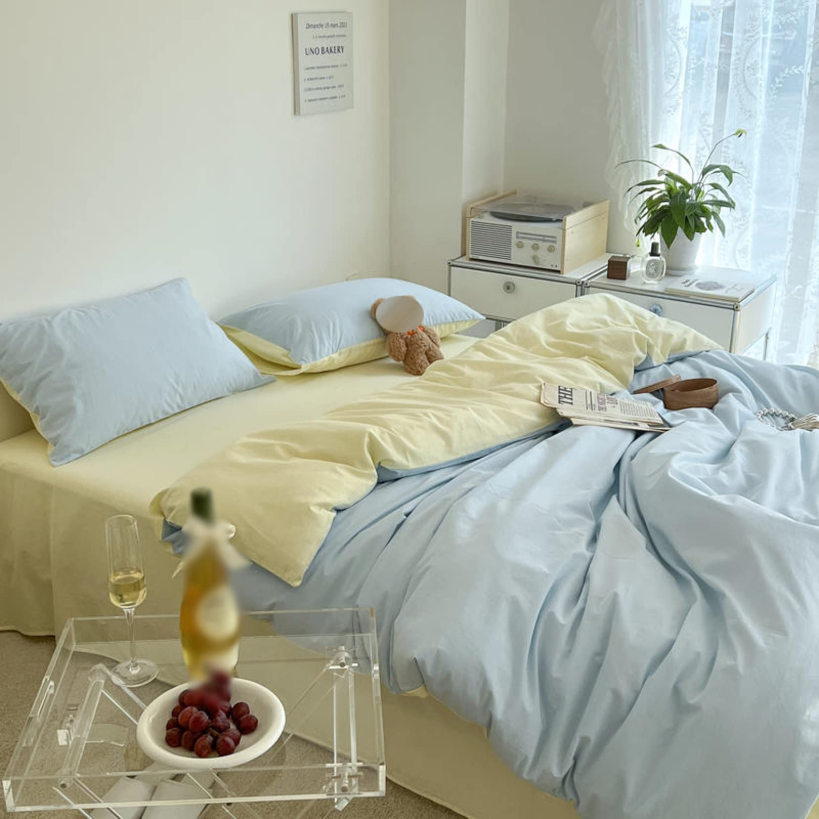 Amazon｜布団カバー シングル 3点セット かわいい チェック柄 寝具