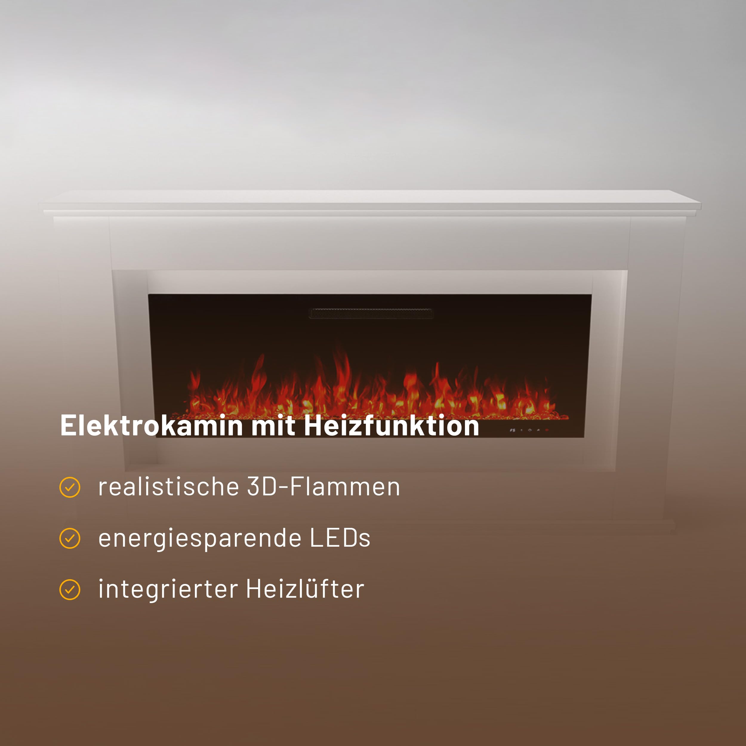 Camino Elettrico GLOW FIRE Rhea Con Riscaldamento - Fuoco LED 5 Colori, Termoventilatore E Telecomando, 158x97x33 Cm - Foto 10