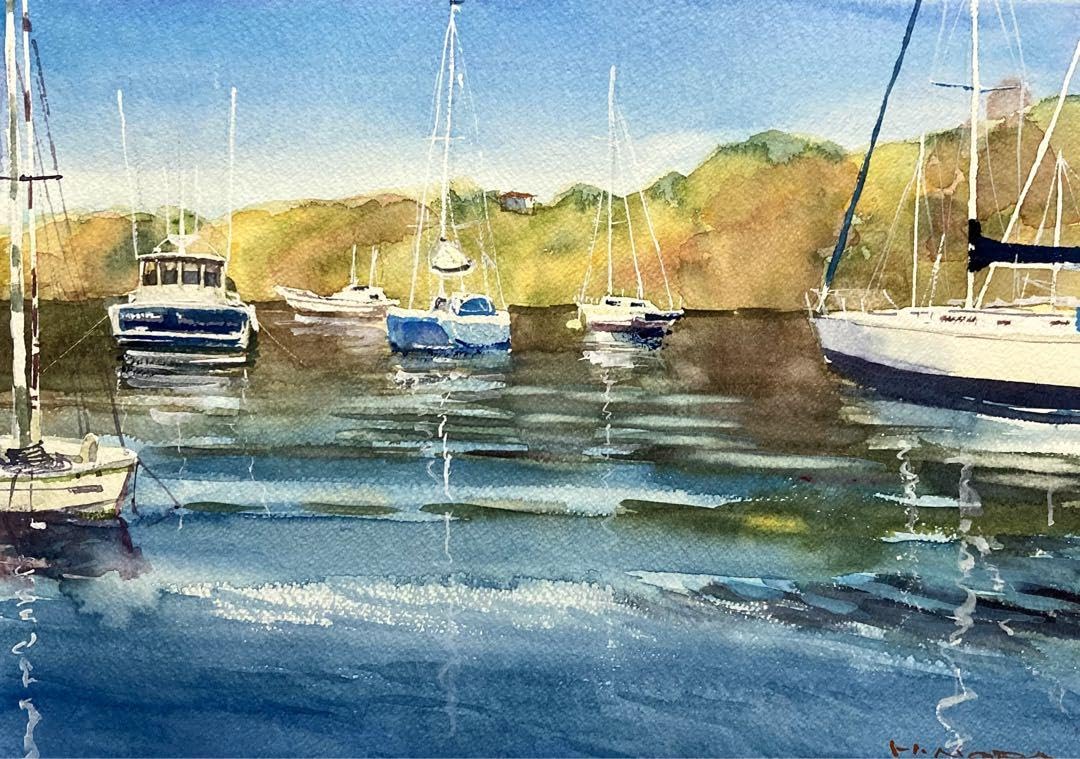 Amazon.co.jp: 401＊油壺3 水彩画 原画 透明水彩 : 文房具
