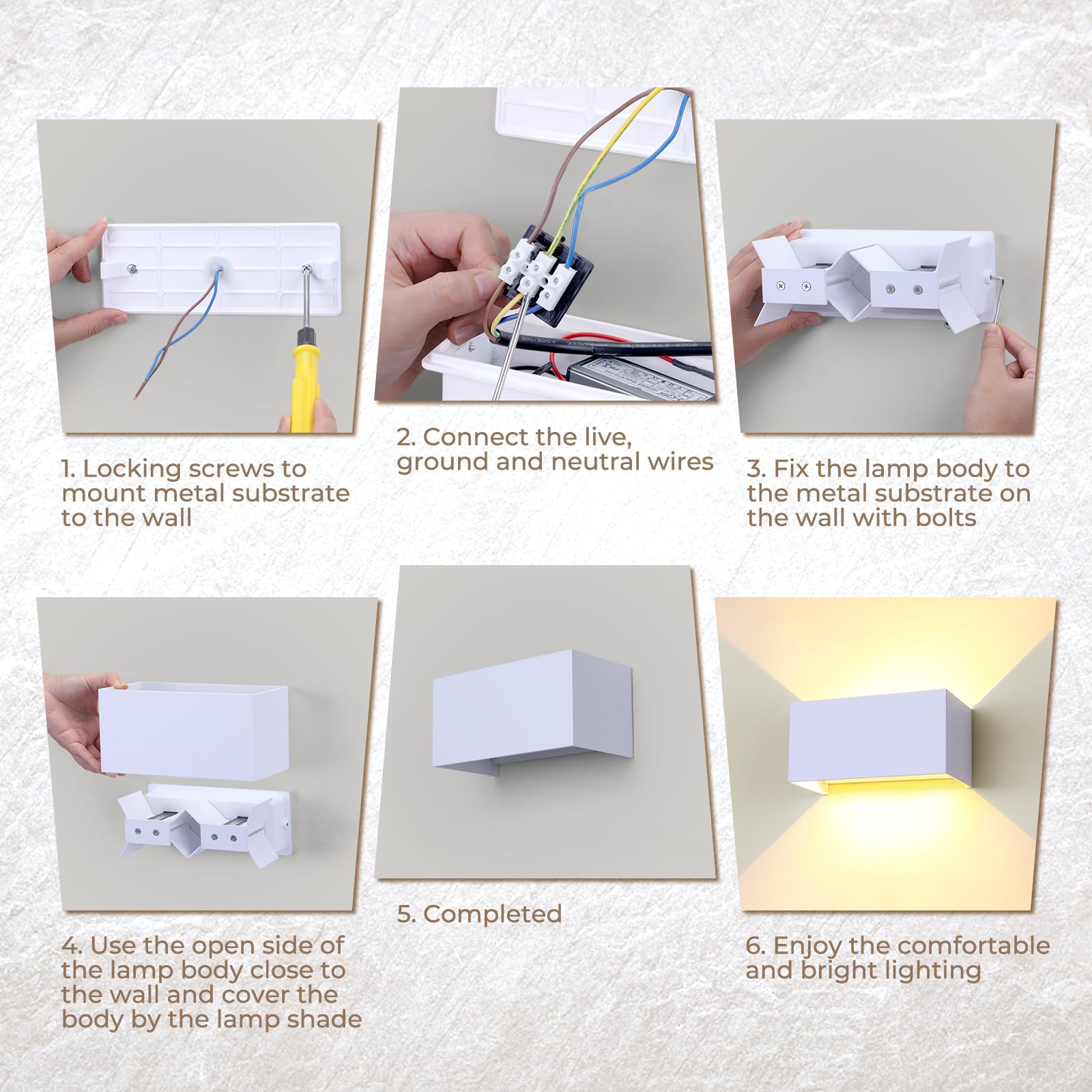ENCOFT 2 szt. Zewnętrzna lampa ścienna 24 W LED, oświetlenie zewnętrzne ścienne do wnętrz, regulowany kąt, wodoodporne aluminium IP65, ciepłe białe światło 3000 K, do przedpokoju, sypialni, białe