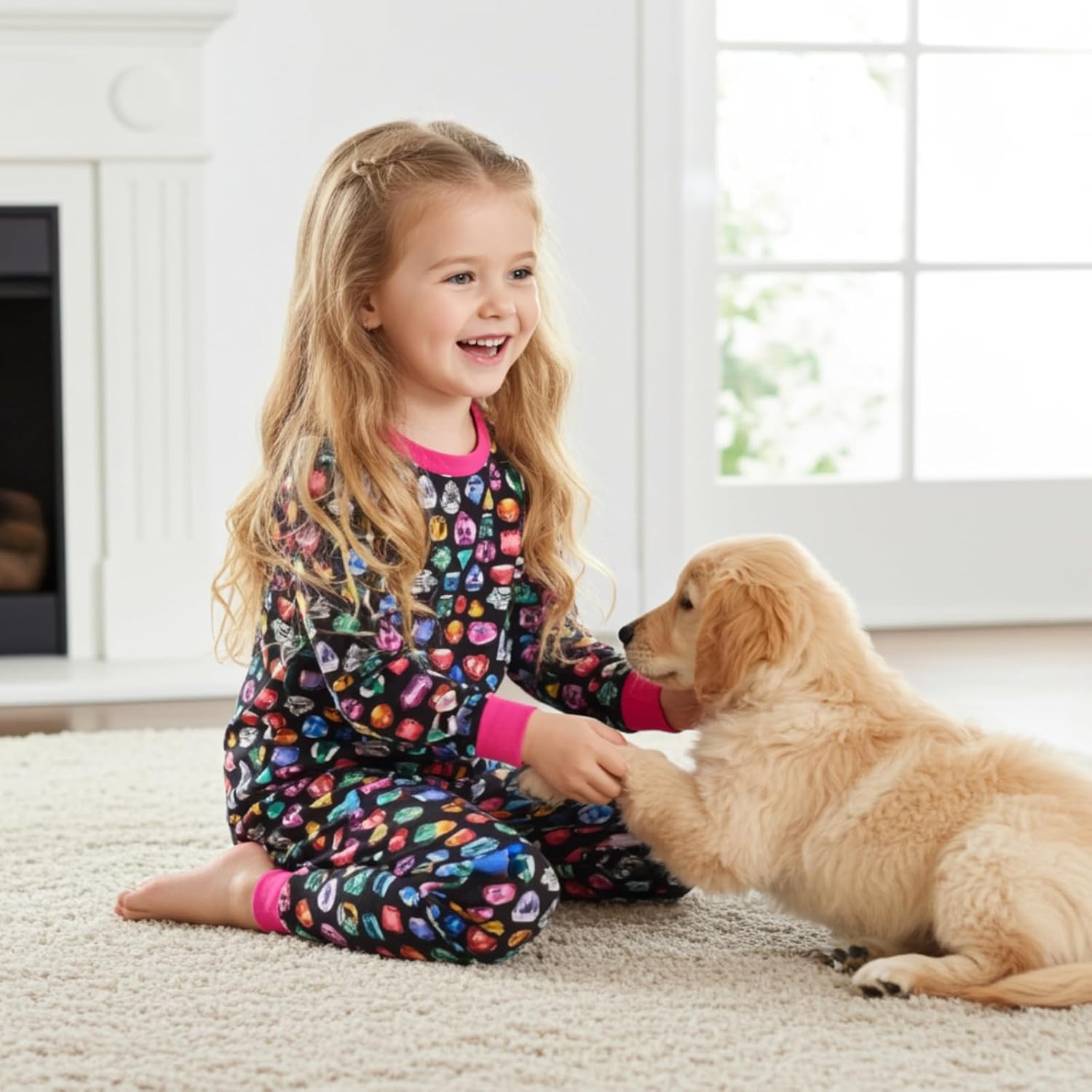 PATPAT Kids 2 Pieces Pajama Sets with Bamboo Viscose,Snug Fit Pjs for Girls,All-Season Comfort Sleepwear, Ages 2-12 Years - Image 4