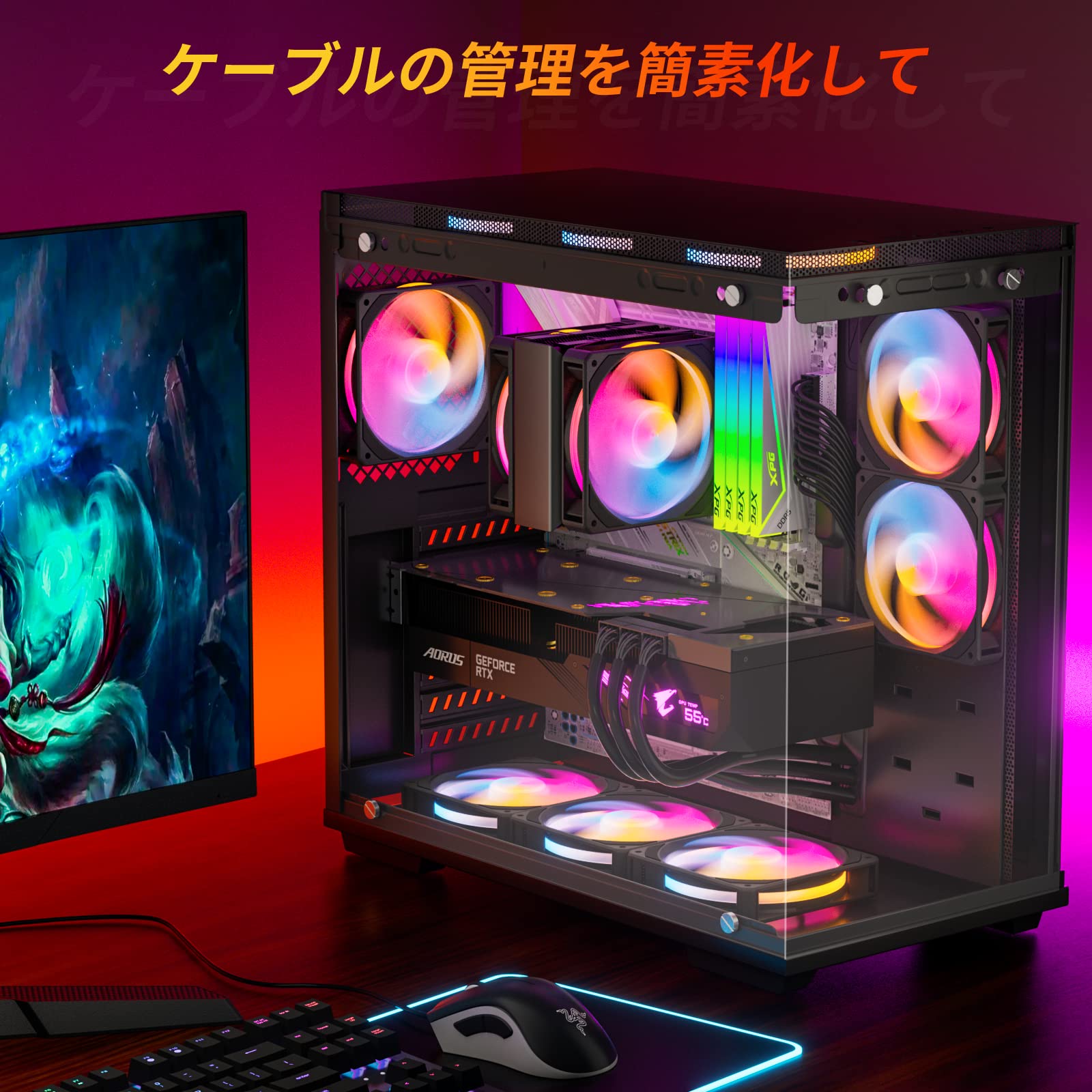 Amazon.co.jp: Novonest ケースファン 120mm ファン 4PIN PWM 静音