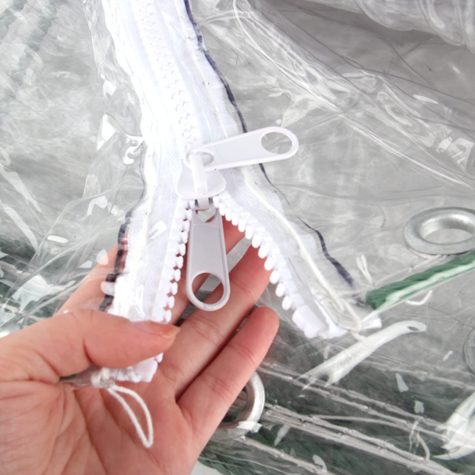 Lona impermeable de PVC transparente con ojales, 11 x 11 pies, resistente a la lluvia, cubierta de jardín para protección de plantas y cobertizos, lona para todo tipo de clima para uso en exteriores