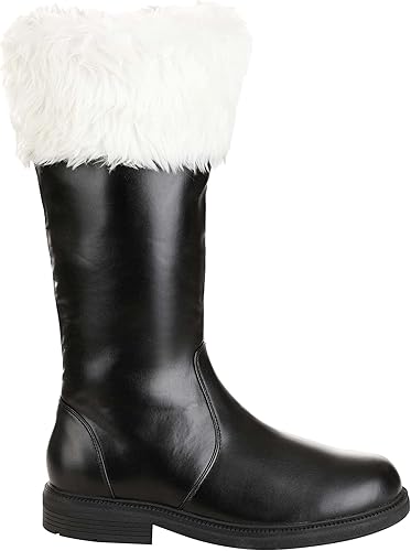 Fun Costumes Adult Santa Claus Boots, Black Boots with White Fur Trime for Adult Men