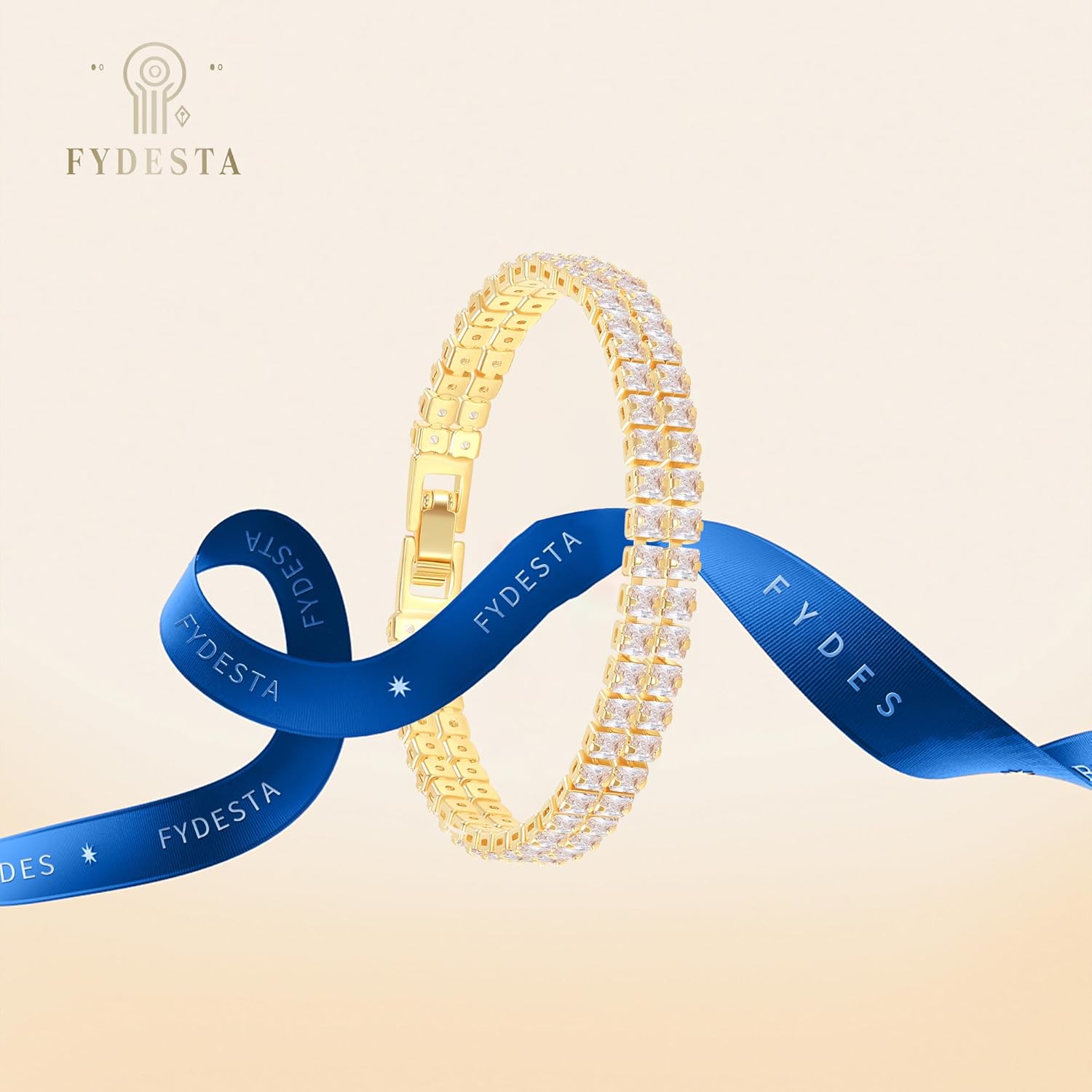 14K Gold Plated Tennis Bracelet for Women – Classic CZ Link Design, Fits 6.0"–7.2" Wrists – Stylish Sparkling Jewelry Gift, Timeless Tennis Bracelets for Women - Image 6