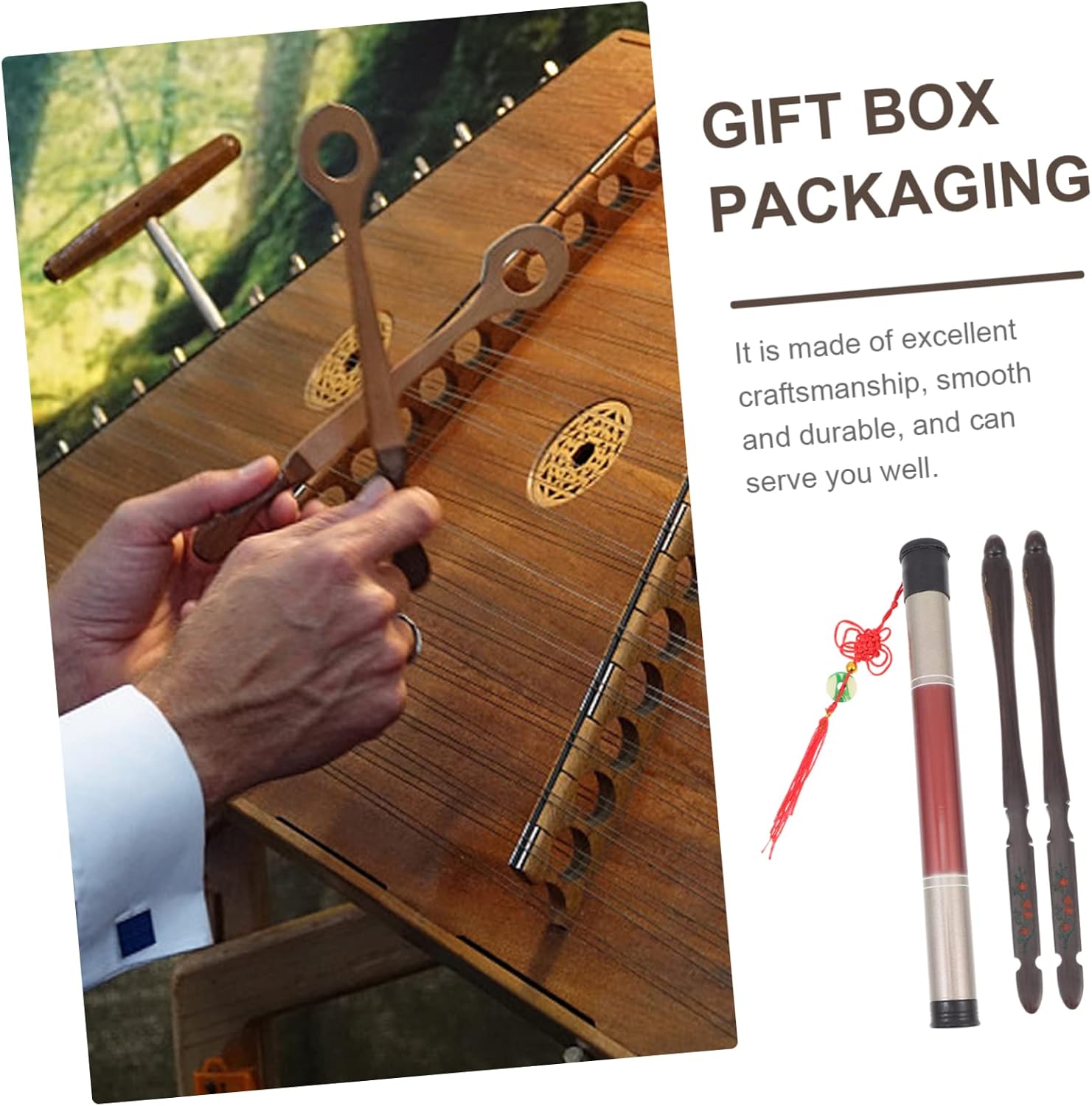 SHOWERORO Musical Instrument Mallets Ebony Dulcimer Hammers Practice Hammers Bucket for Dulcimer Supplies