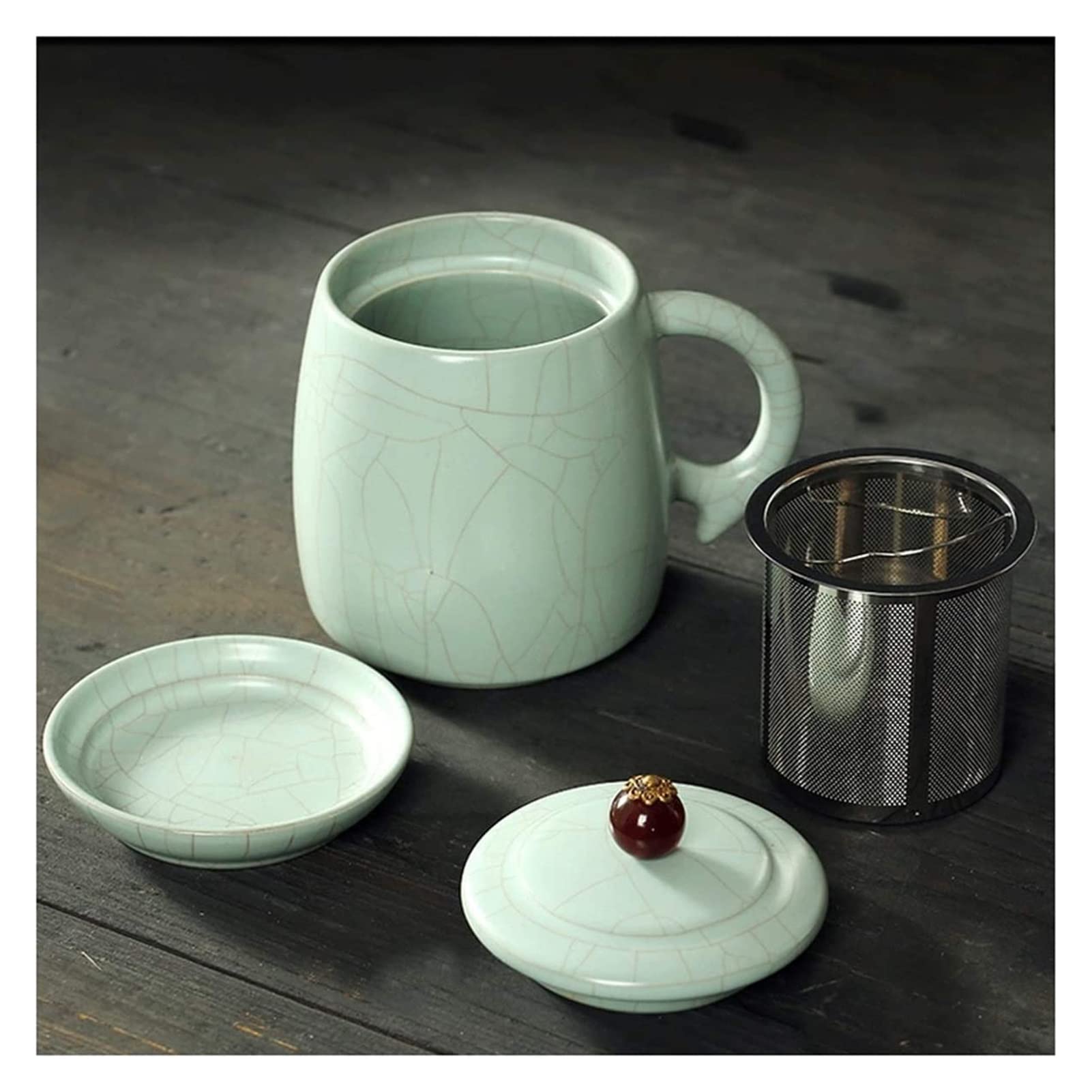 Taza de café de cerámica para oficina y hogar, taza de café de cerámica con tapa, 480 ml, taza de té de gran capacidad, adecuada para la oficina y el hogar, exquisita para Navidad, día de San Valentín