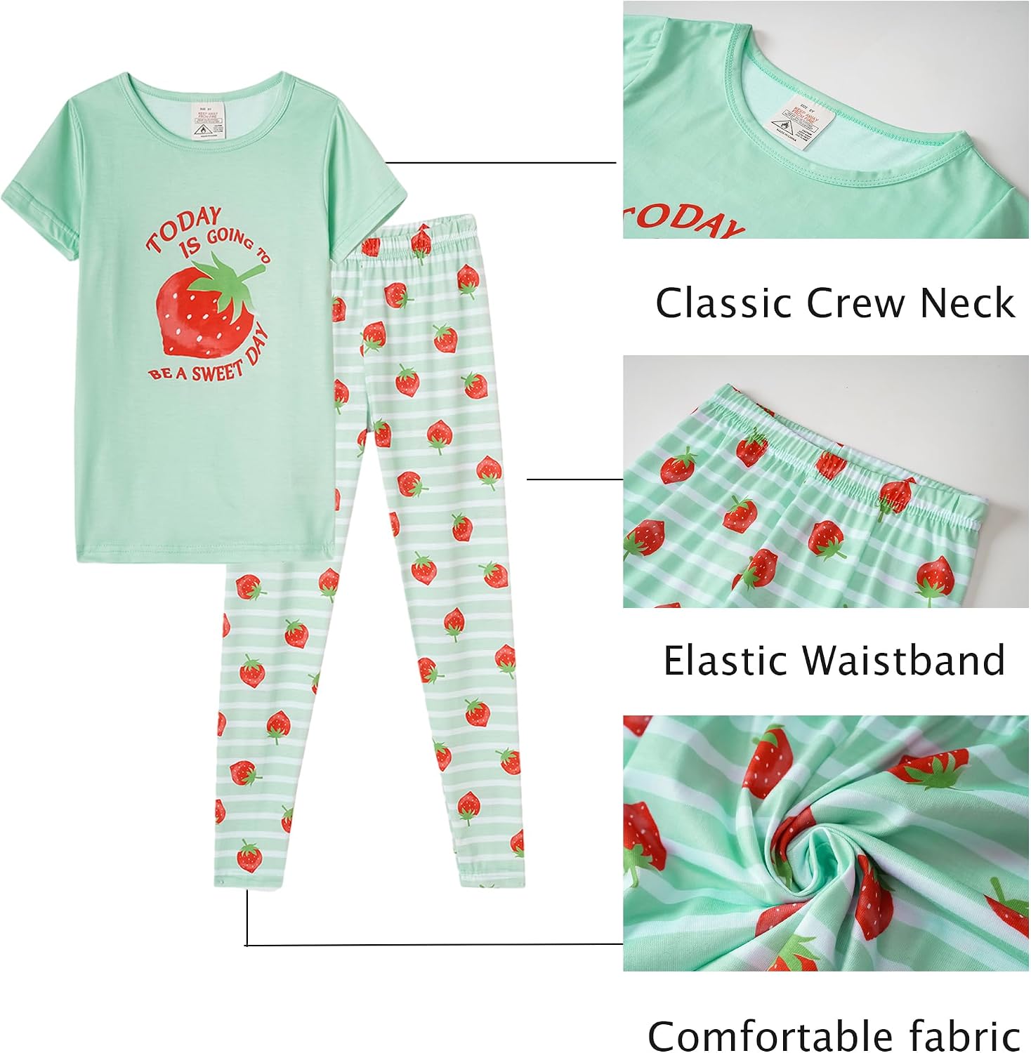 MyFav Children Girl Pajamas Set Soft Comfy Sleepwear Pajamas Size 4 to 14 Years image 4