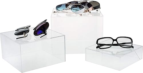 Vista 30 de Red Co. Juego de 3 elevadores de acrílico blanco brillante con fondo hueco