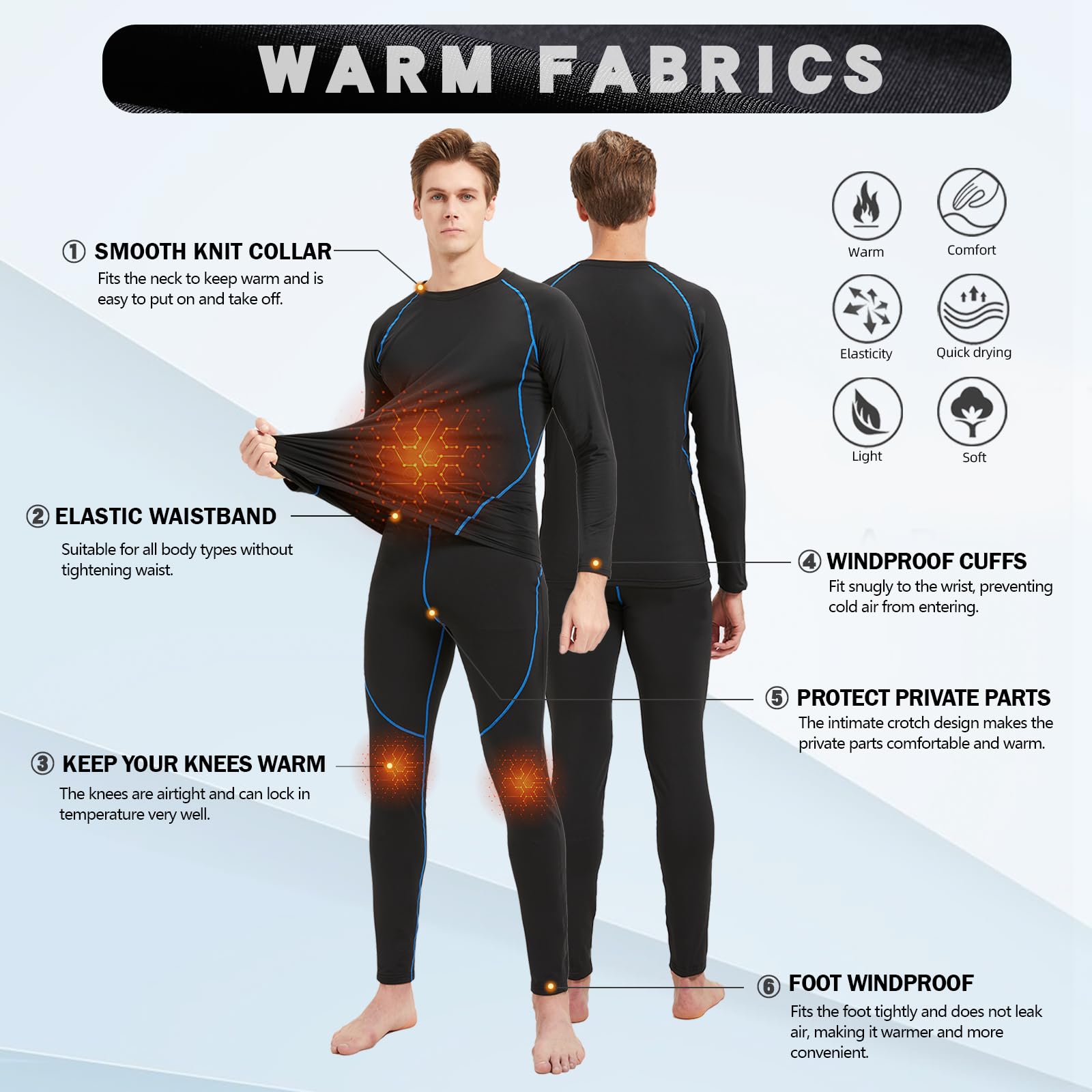 ZDQ Intimo Termico Uomo Set Intimo Invernale da Sci Intimo Funzionale Traspirante Biancheria, Taglie S-XXL