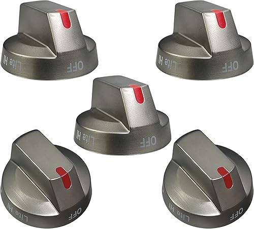 DG64-00473B Perillas de estufa de repuesto para quemador de gas, anillo de refuerzo de acero inoxidable negro, reemplazo de perilla de horno