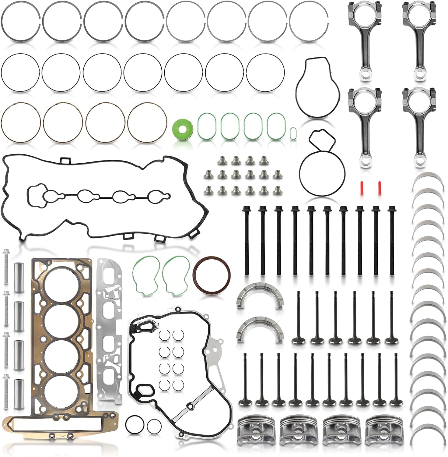 MOTOALL Engine Rebuild Overhaul Connecting Rod & Pistons Kit 21018819, 21018825, 12591093 Fit for Buick Chevrolet GMC2.4L