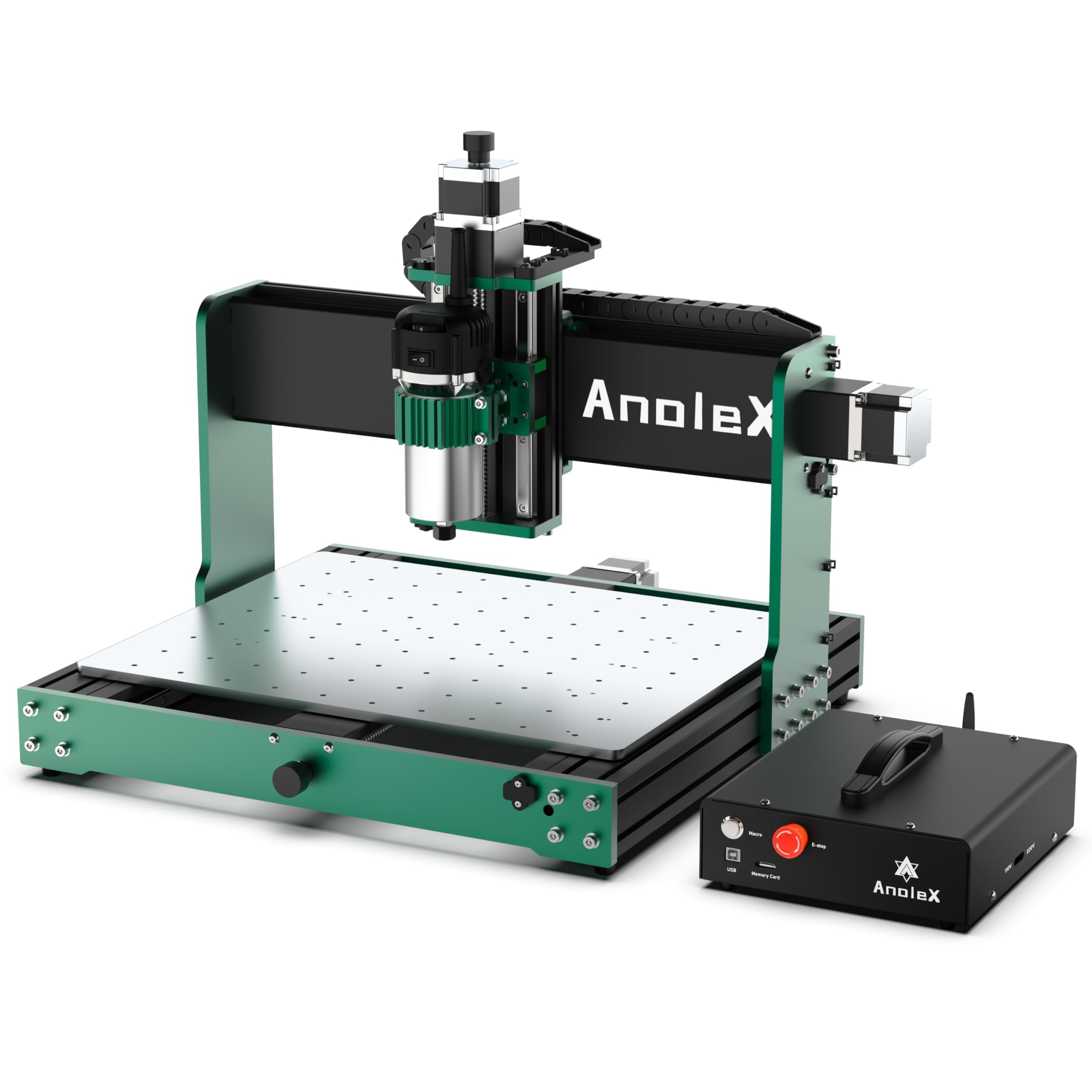 AnoleX CNC Router Machine 4030-Evo Ultra 2, All-Metal XYZ Axis Dual Steel Linear Guides & Ball Screws with 800W Trim Router for Metal Aluminum Brass Wood Acrylic PCB