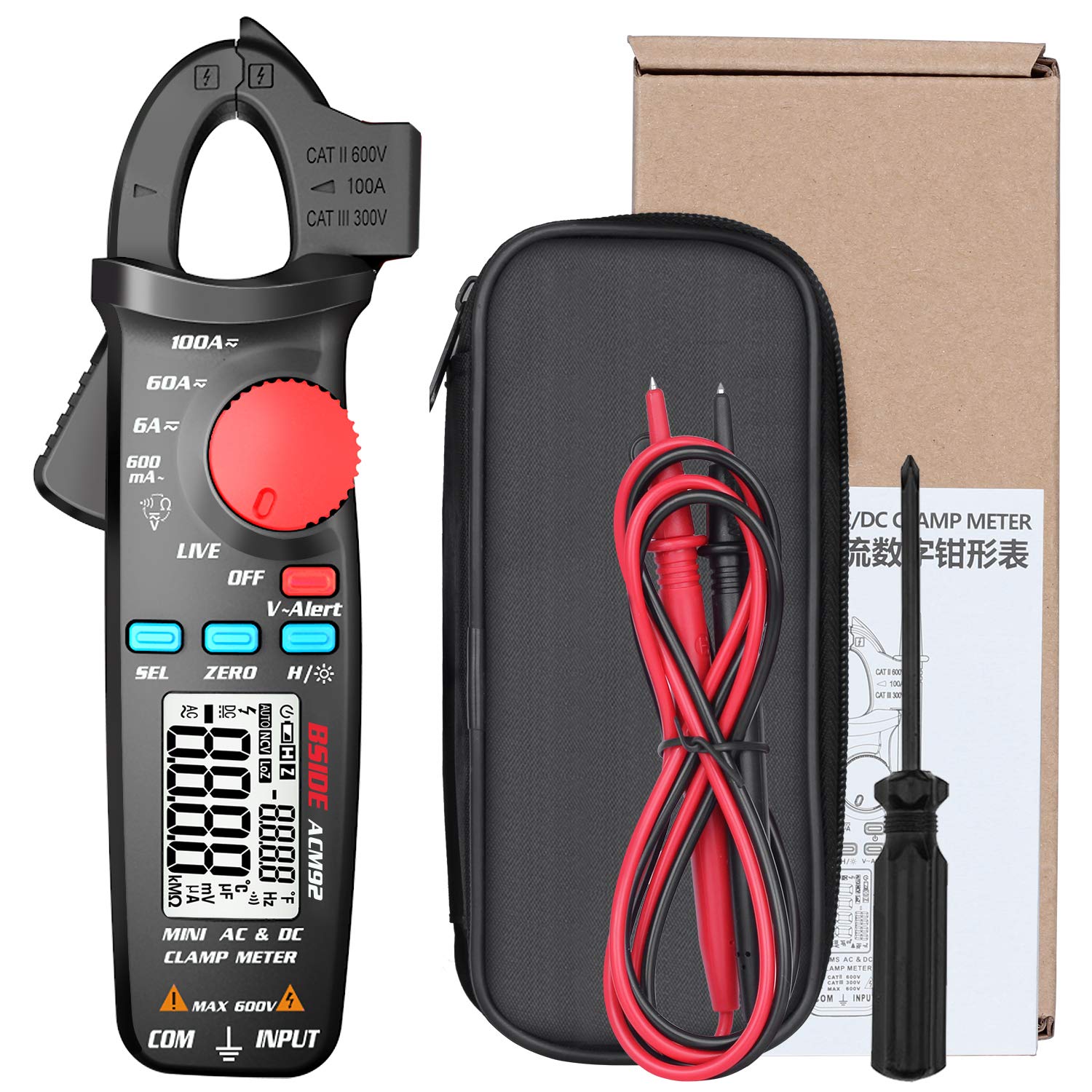 ACM92 Handy Clamp Meter Digital DC AC Amp Meter Multimeter Current