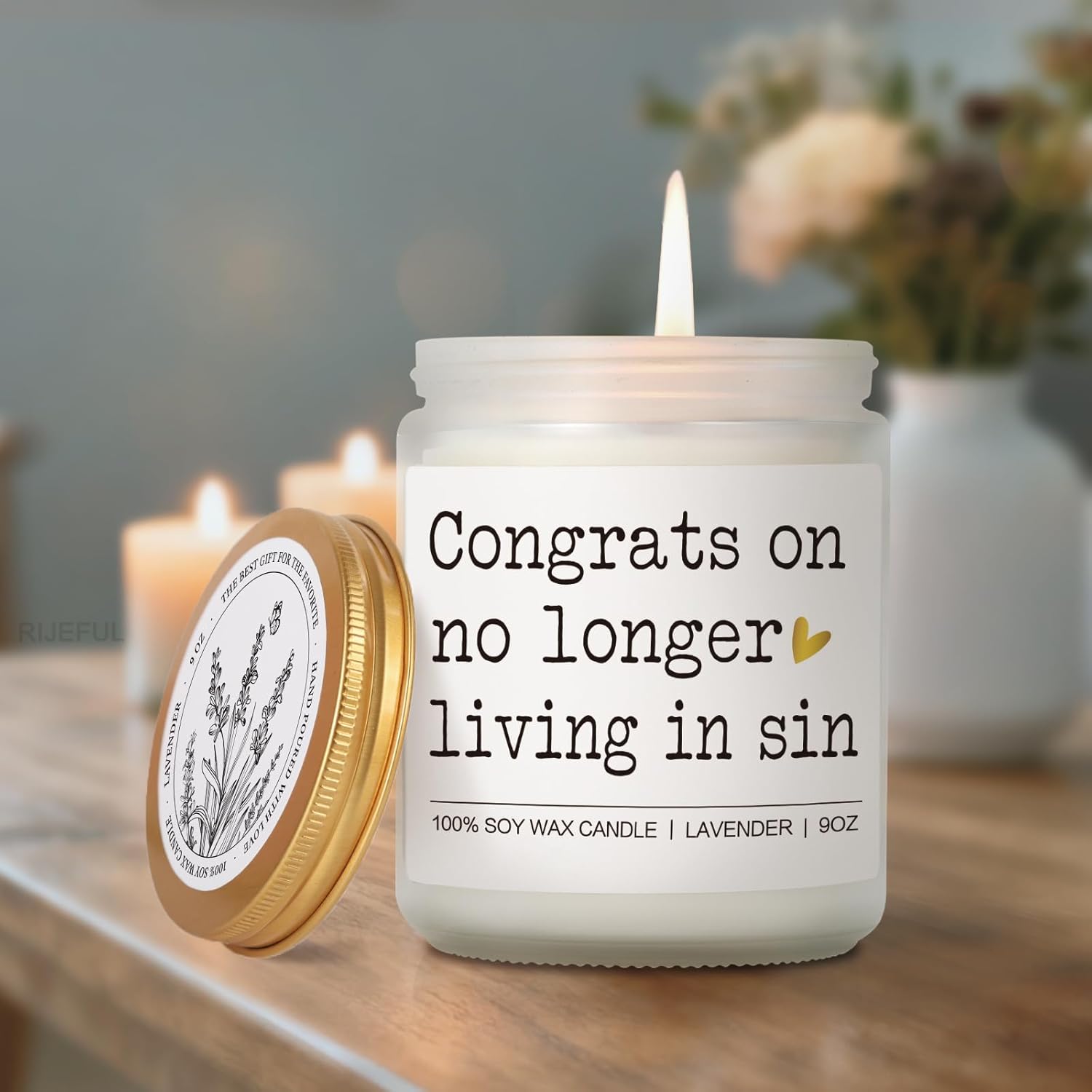 Unique Wedding Candle Gift for Newlyweds, No Longer Living in Sin candle, Engagement Candles Gifts for Couples Newly Engaged, Funny Bride and Groom candles gifts, His and Hers wedding gift-8 - Image 5