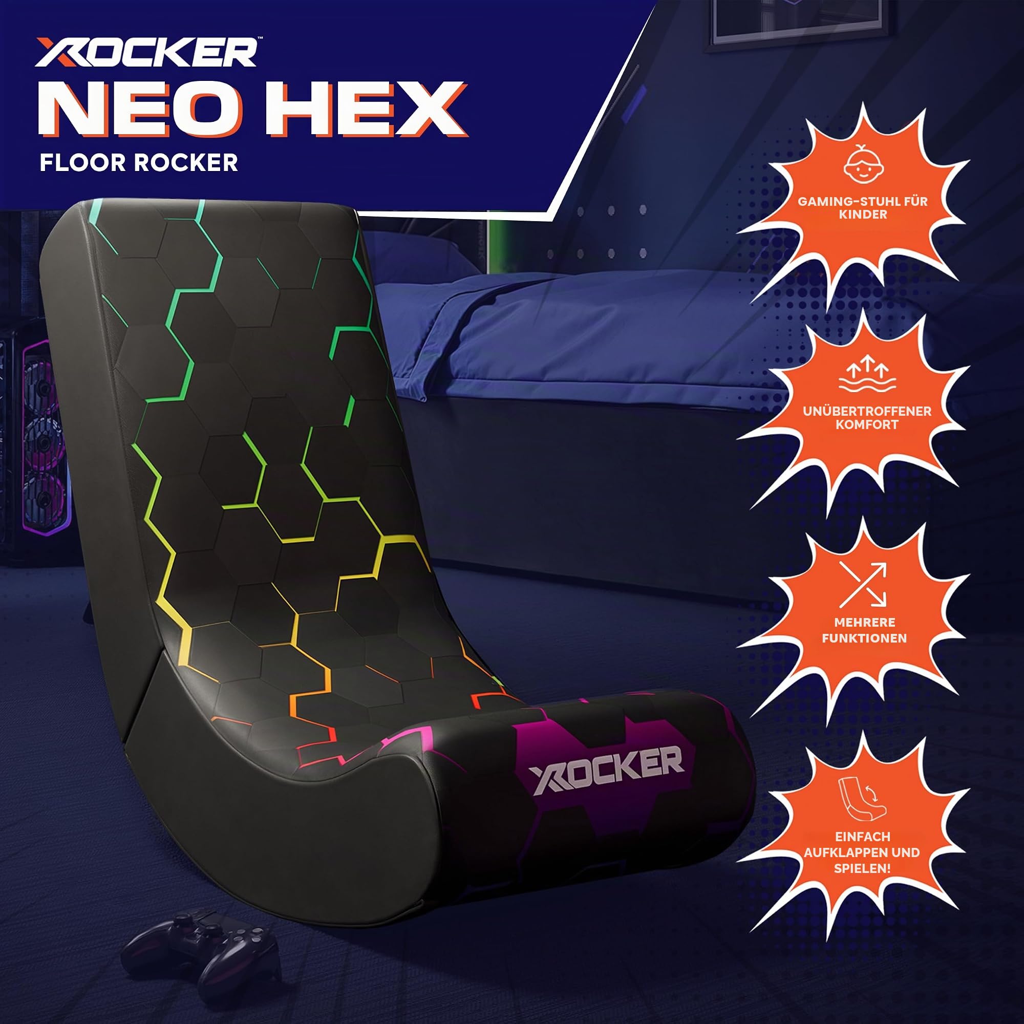X Rocker Video Rocker Bodensessel für Kinder - Neo Hex Design