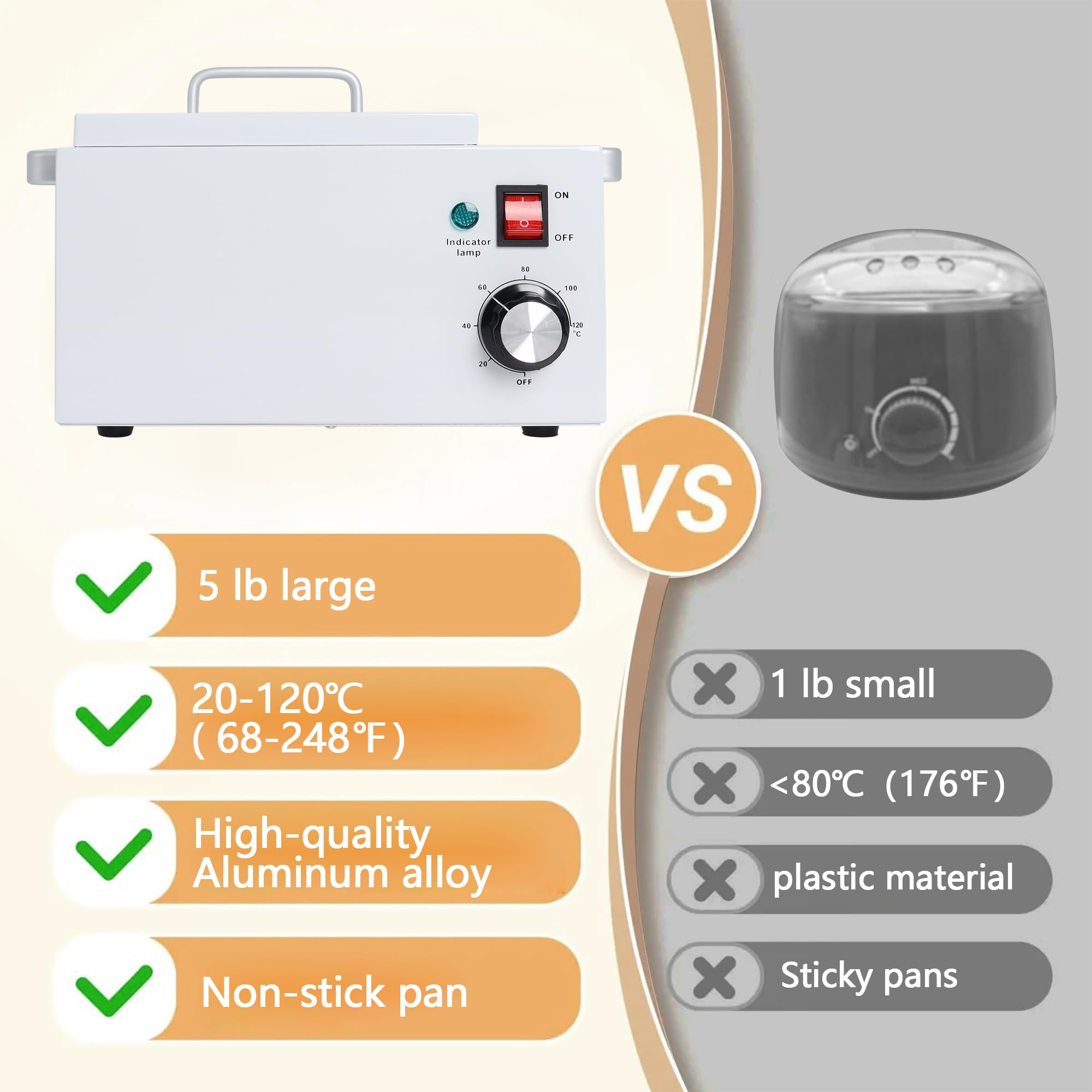 Upgrade Large Wax Warmer for Professional Hair Removal - Single Melter Heater Machine with Non-stick Pot, Facial, Body and SPA Use