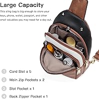 Vista 16 de Telena Riñonera pequeña para mujer, de cuero, cangureras, bolsa de pecho para mujer 3-camel marrón