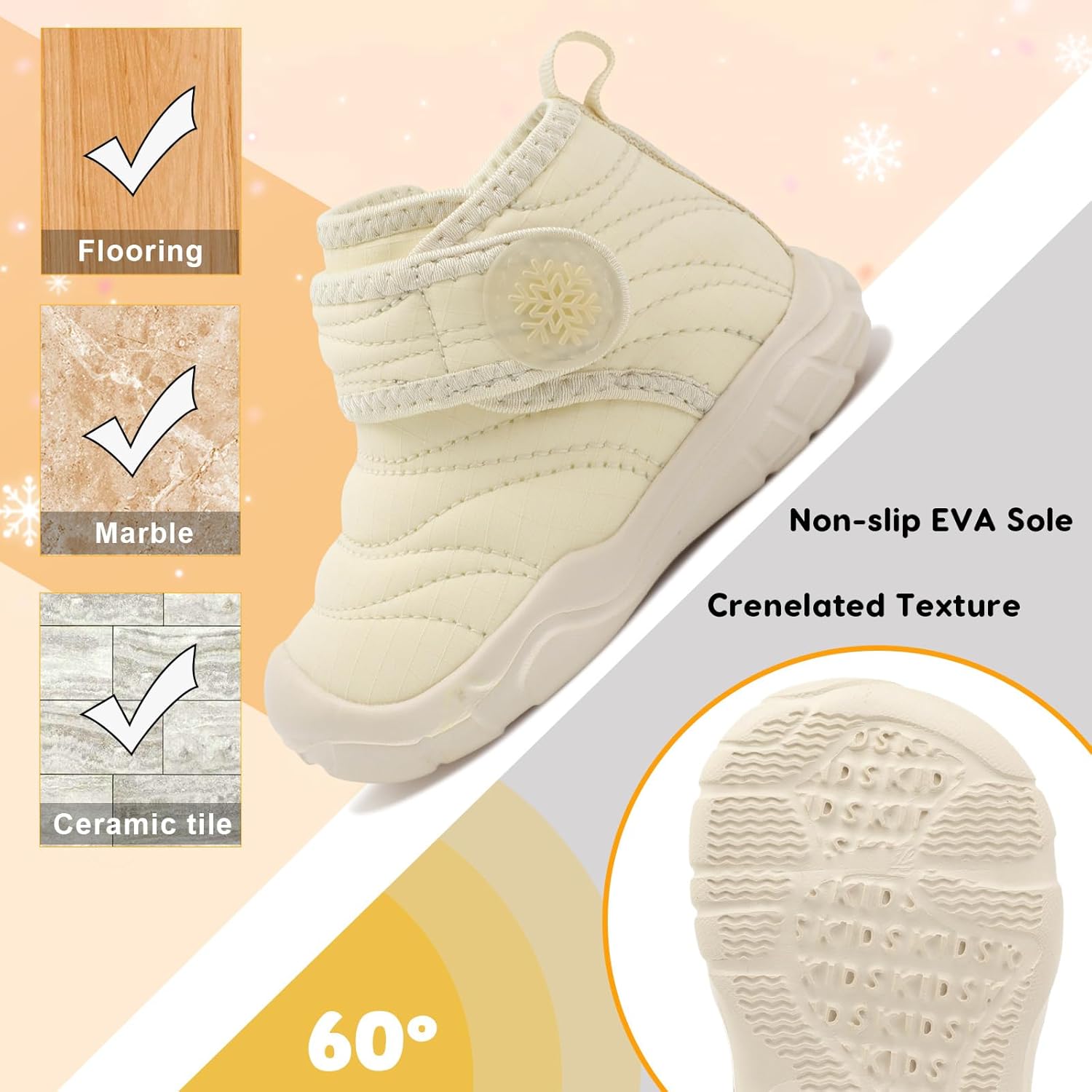 BARERUN Barefoot Baby Boys Girls Boots Warm Winter House Shoes for Toddler Girls Boys Waterproof Fleece Kids Snow Boots Faux Fur Infant Booties Walking Shoes for Indoor Outdoor - Image 5