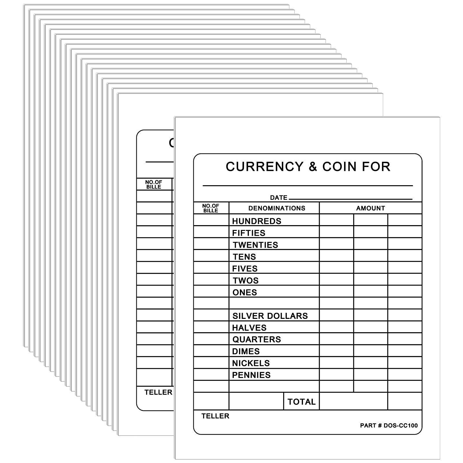 2000 Pcs Currency and Coin Record Forms 5.5 x 4.25 Inch Paper Currency & Coin Counting Record Sheets Bank Deposit Forms for School Fundraiser Church or Christian School College Universities