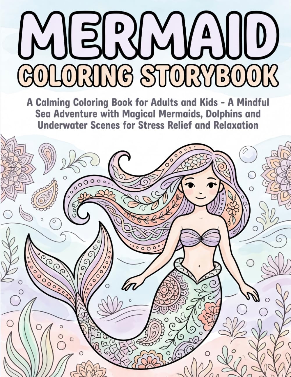 Mermaid Coloring Storybook: A Calming Coloring Book for Adults and Kids A Mindful Sea Adventure with Magical Mermaids, Dolphins and Underwater Scenes ... Relaxation (alvixVerse Coloring Storybook)
