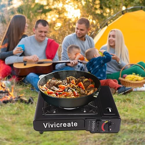Miniatura 3 de Vivicreate Estufa portátil de 8500 BTU, estufa de camping, estufa de butano, quemador de butano, estufa al aire libre (rojo)