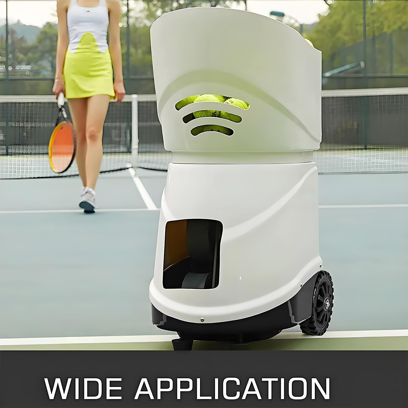 Lanciatore Automatico di Tennis, Macchina per Palline da Tennis, Telecomando App Mobile (velocità, Frequenza, Angolo, Rotazione, ECC.), Contiene 150 Palline