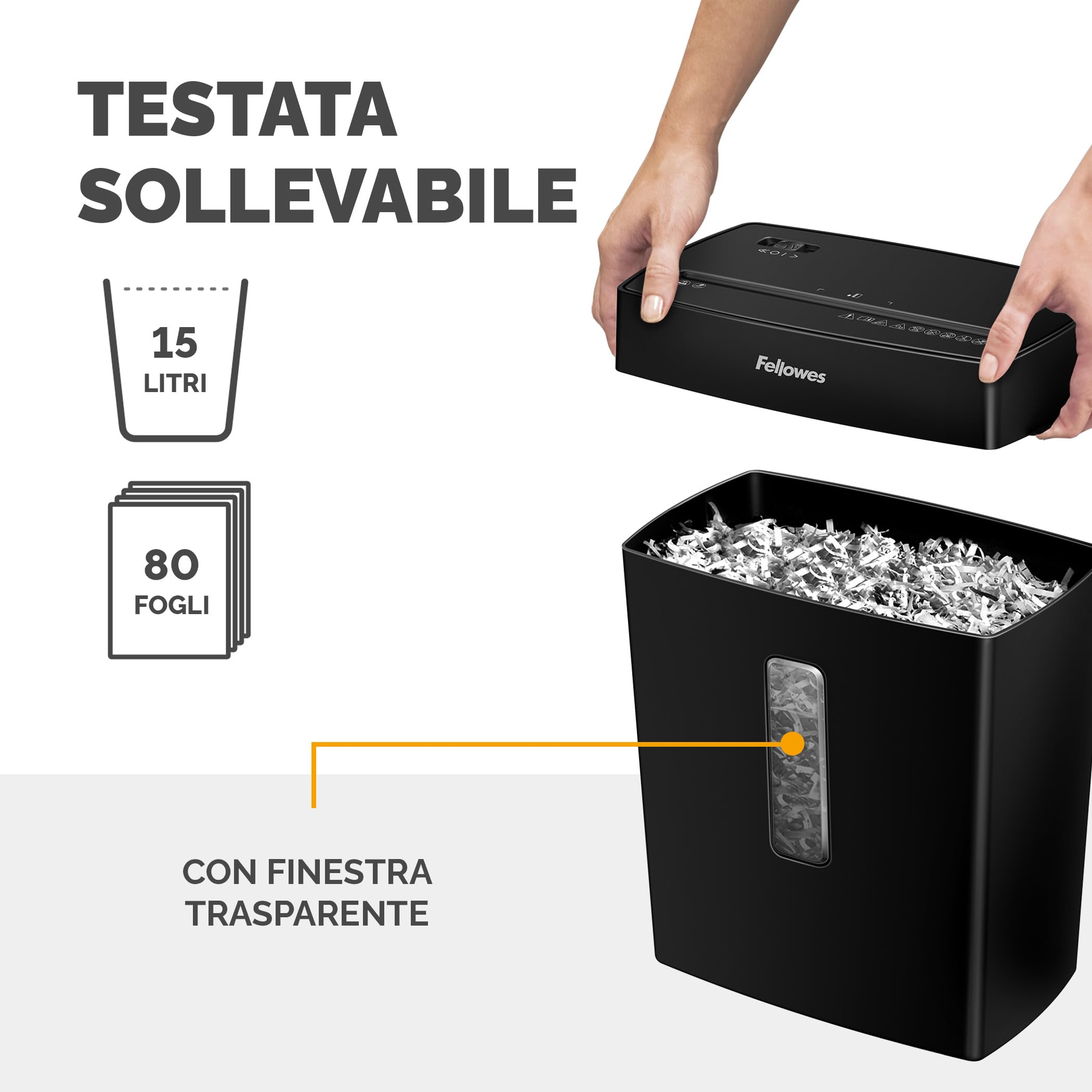 Fellowes Distruggi documenti a frammento FS-8C, 8 fogli, per casa e piccolo ufficio, nero [ESCLUSIVA AMAZON] + Olio per Distruggi Documenti, 120ml - Olio Lubrificante con Beccuccio