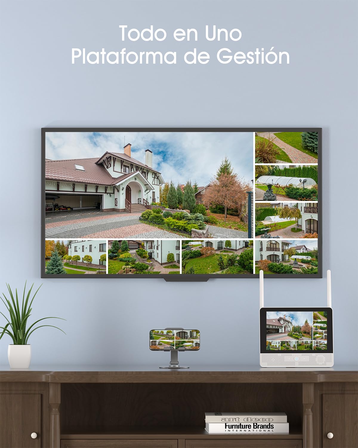 ANRAN [2025 Nueva] 3K Kit Camaras Vigilancia WiFi Exterior, 4X 5MP Sistema de Cámara Seguridad, 8CH 10.5'' NVR con HDD de 2TB, Grabación 24/7, Visión Nocturna, Audio de 2 vías, Seguimiento Automático