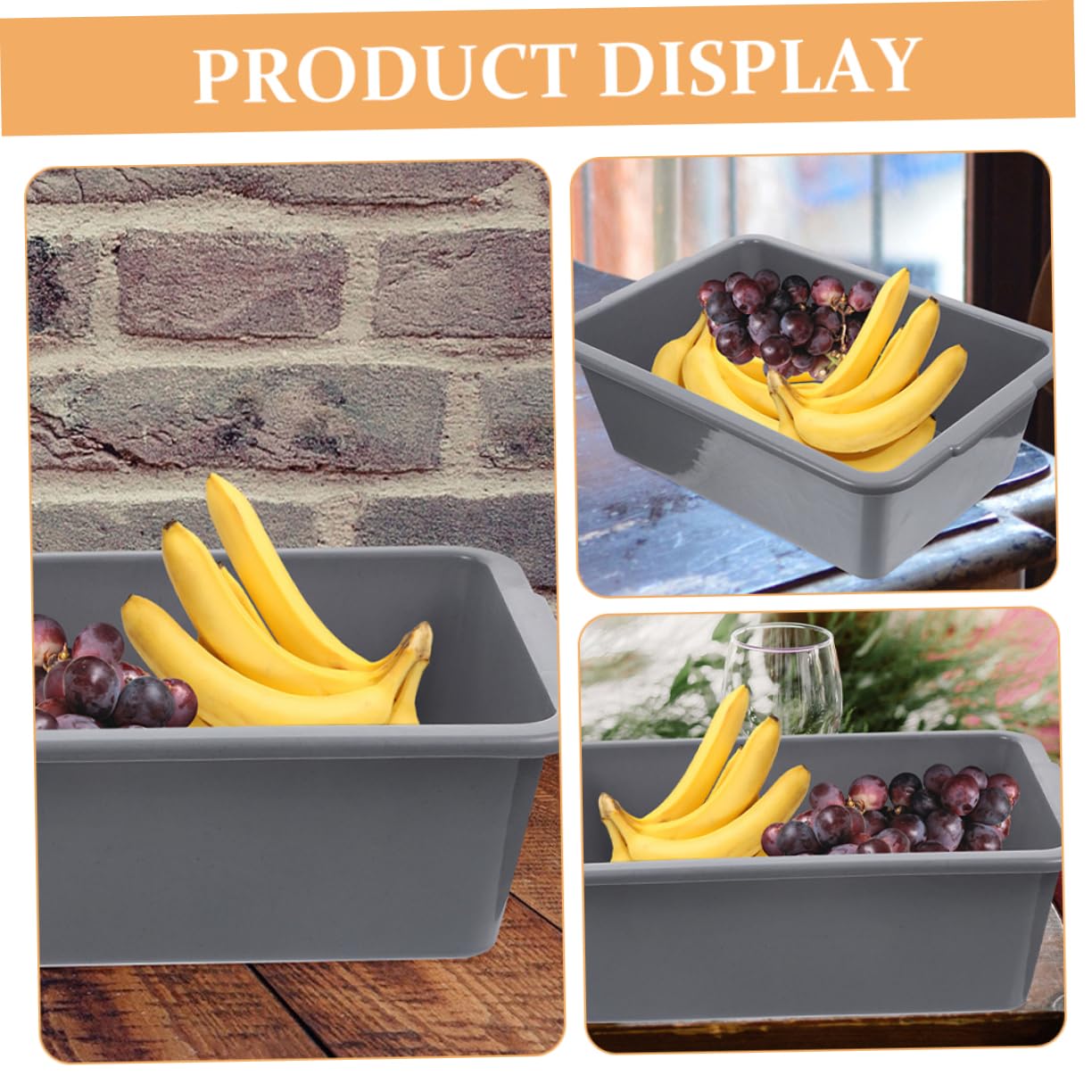 Contenitori Multiuso in Plastica Pp per Ristorante, Vasche Rettangolari 34x23,8x10,9 Cm Maniglie, Impilabili per Stoccaggio e Trasporto, Set da 3 Pezzi per Uso Commerciale e Domestico