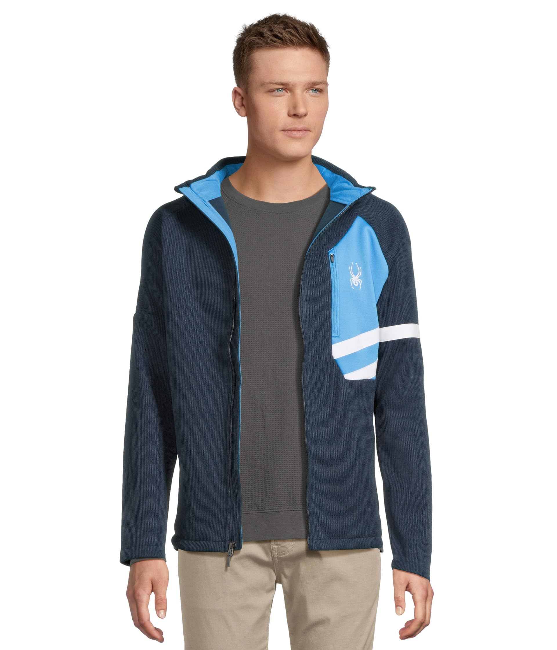 Spyder Men's Wengen Bandit Full Zip Fleece Sweater Jacket, True Navy, Large