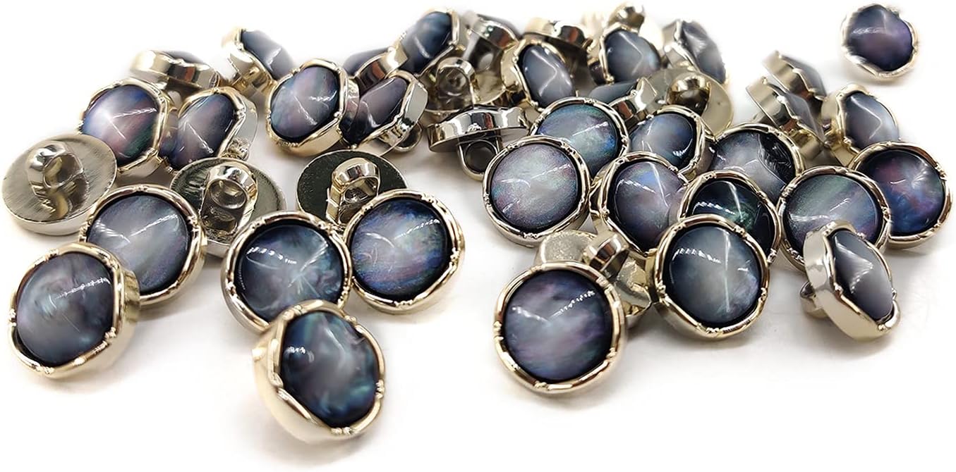 Resin Galaxy Electroplated PVC Base Sewing Shank Buttons 50 Pcs - 12.5mm, 1/2"